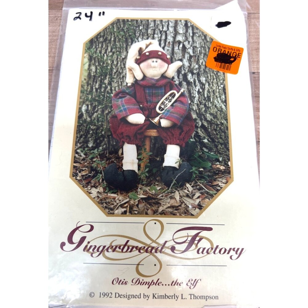 Vintage Gingerbread Factory Otis Dimple Elf Craft Pattern 24" Tall 1992